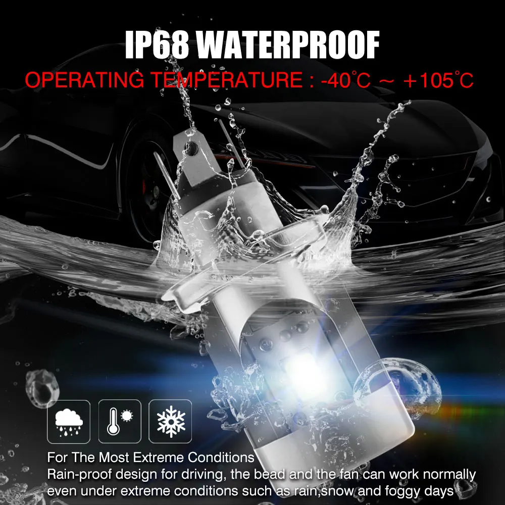 

Effort&BJ T4 Auto Headlamp COB Light Bulb H4 100W 10000LM Car LED Headlight