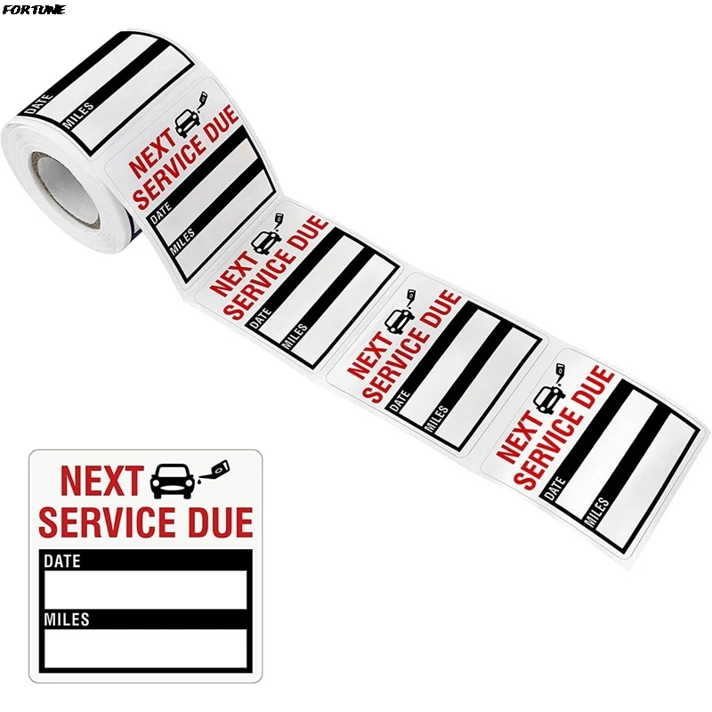 

150pcs/roll "NEXT SERVICE DUE" Car Sticker Oil Change Maintenance Service Reminder PET Adhesive Labels Car Window Stickers