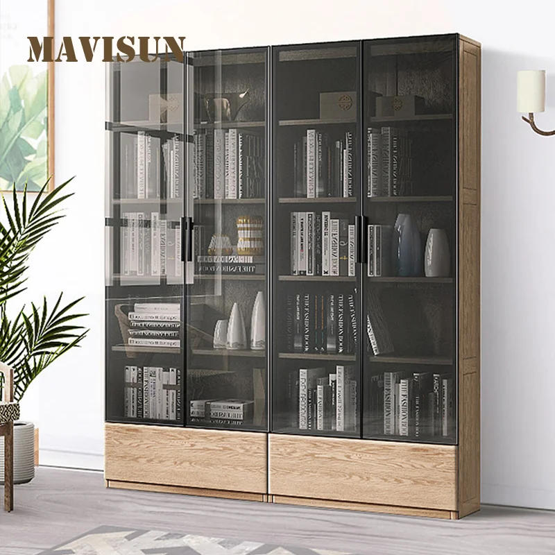 Grande estante de parede prateleira italiano minimalista vidro porta estante sala armazenamento biblioteca rack gabinete madeira móveis
