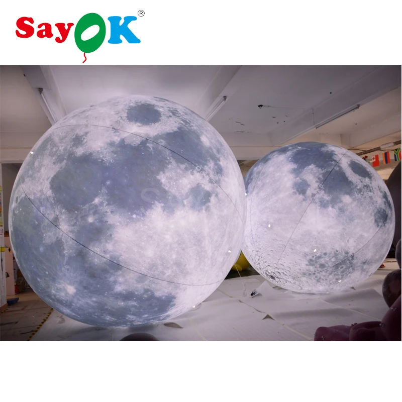 

3m(10ft) Customized PVC helium balloon inflatable moon globe ball with lights for exhibition event promotion advertising