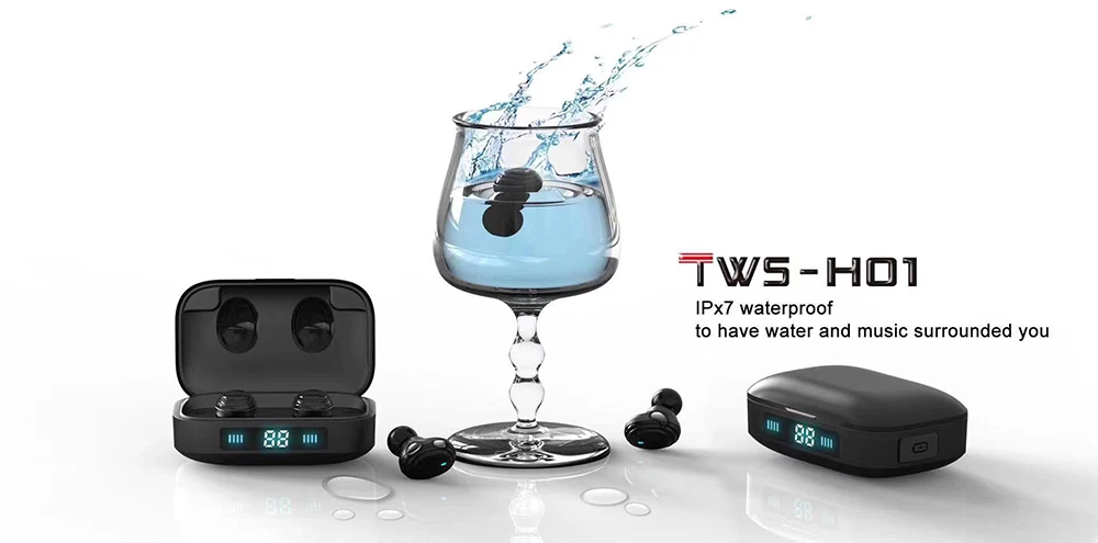 TWS wieless bluetooth гарнитура геймер стерео наушники водонепроницаемые спортивные наушники со светодиодный дисплеем 2000 мАч Зарядное устройство Коробка для xiaomi