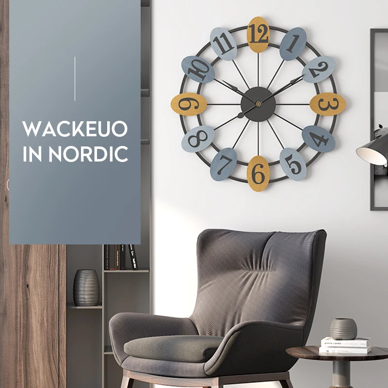 20 дюймовые тихие Большие Железные настенные часы в скандинавском стиле для