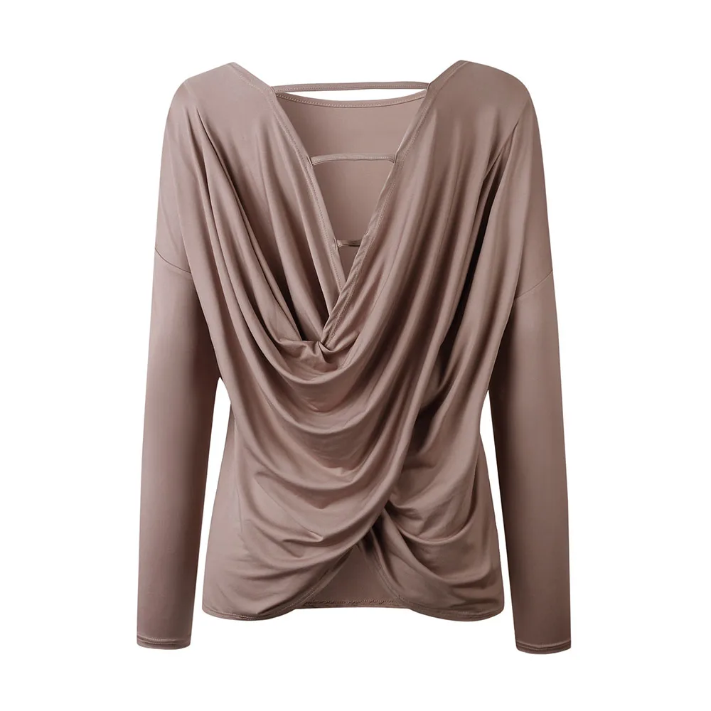 

Sexy Backless Women Top Long Sleeve T-shirt Fashion Round Neck Streetwear Autumn T Shirts Casual Tops Women Clothing