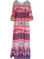 red floral robe dress 2021 springsummer new loose mopping long skirt beach dress evening dress