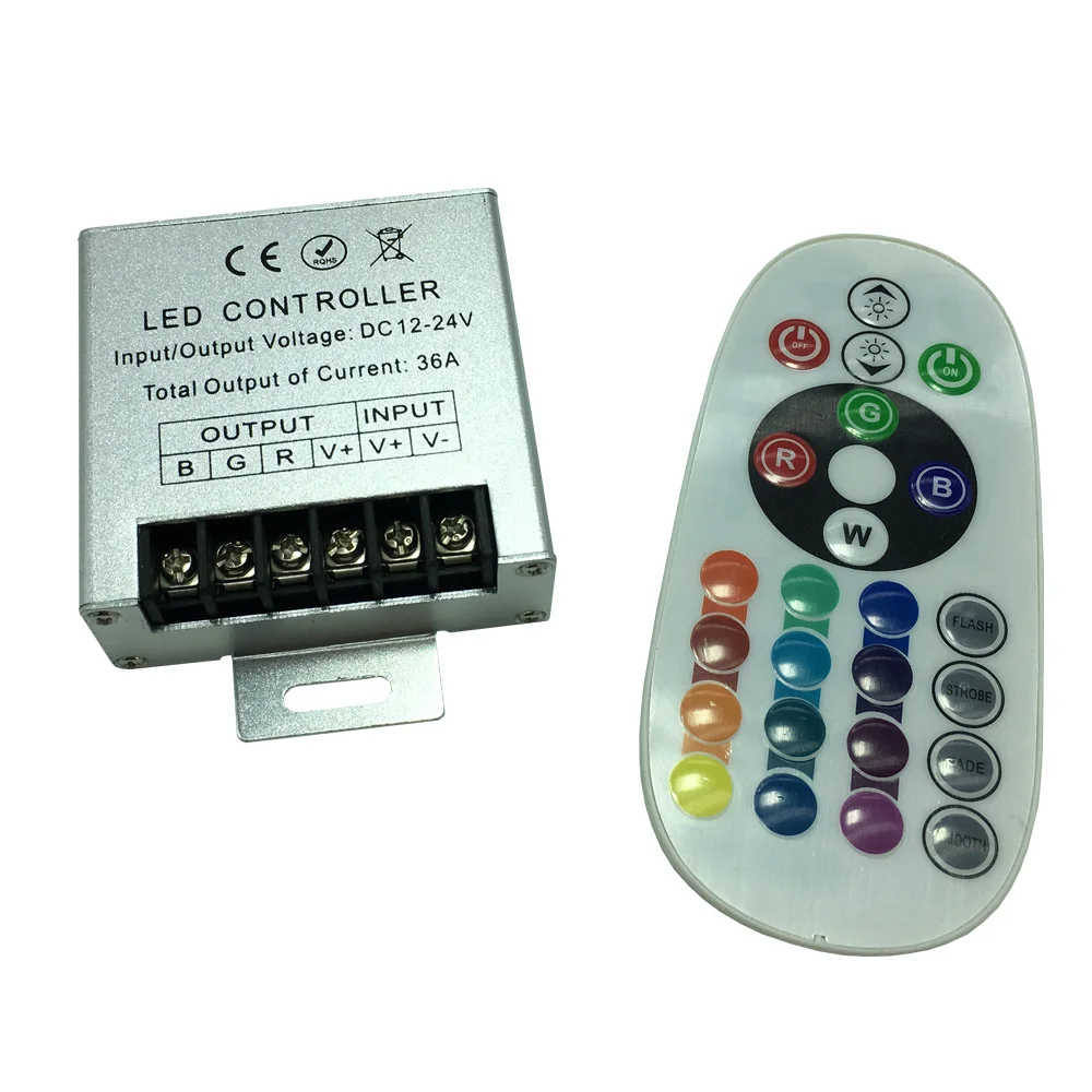ИК RGB контроллер DC12V 24V макс. нагрузка 432W светодиодный светильник для бассейна|rf