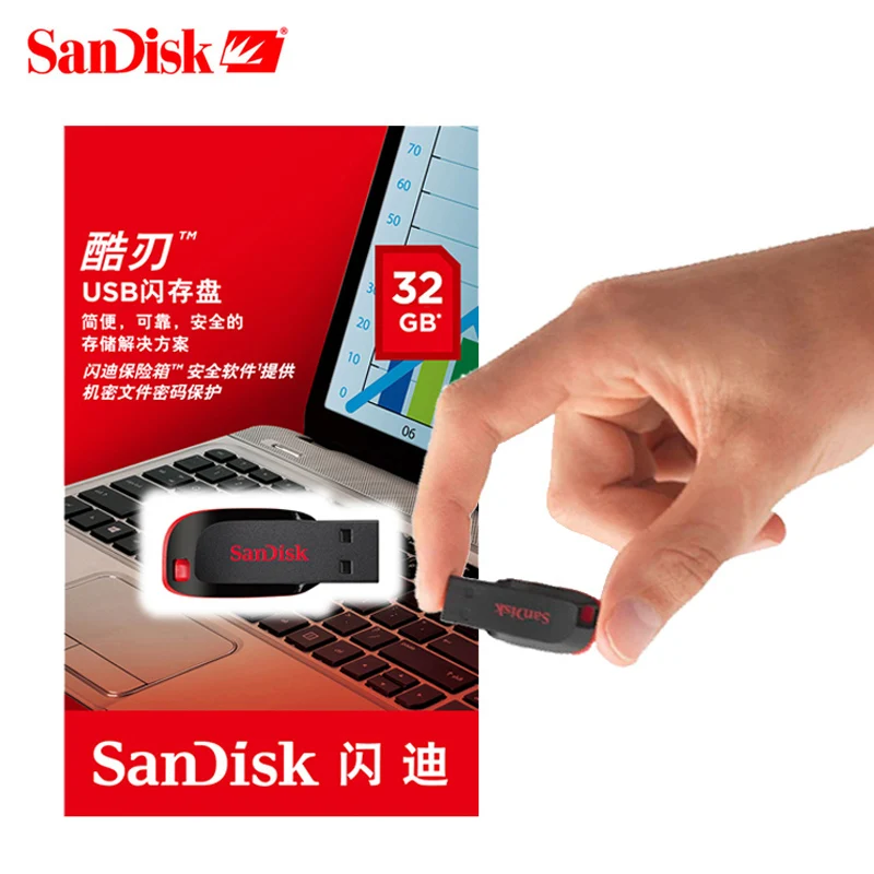 USB флеш накопитель SanDisk CRUZER BLADE CZ50 2 0 8 ГБ 16 32 карта памяти 64 128 мини флешка|USB