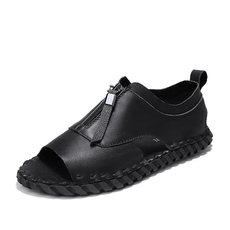 

Summer Casual Shoes New Men Sandals Zipper Sandals Open Toe Platform Outdoor Beach Sandal Rome Footwear Black %