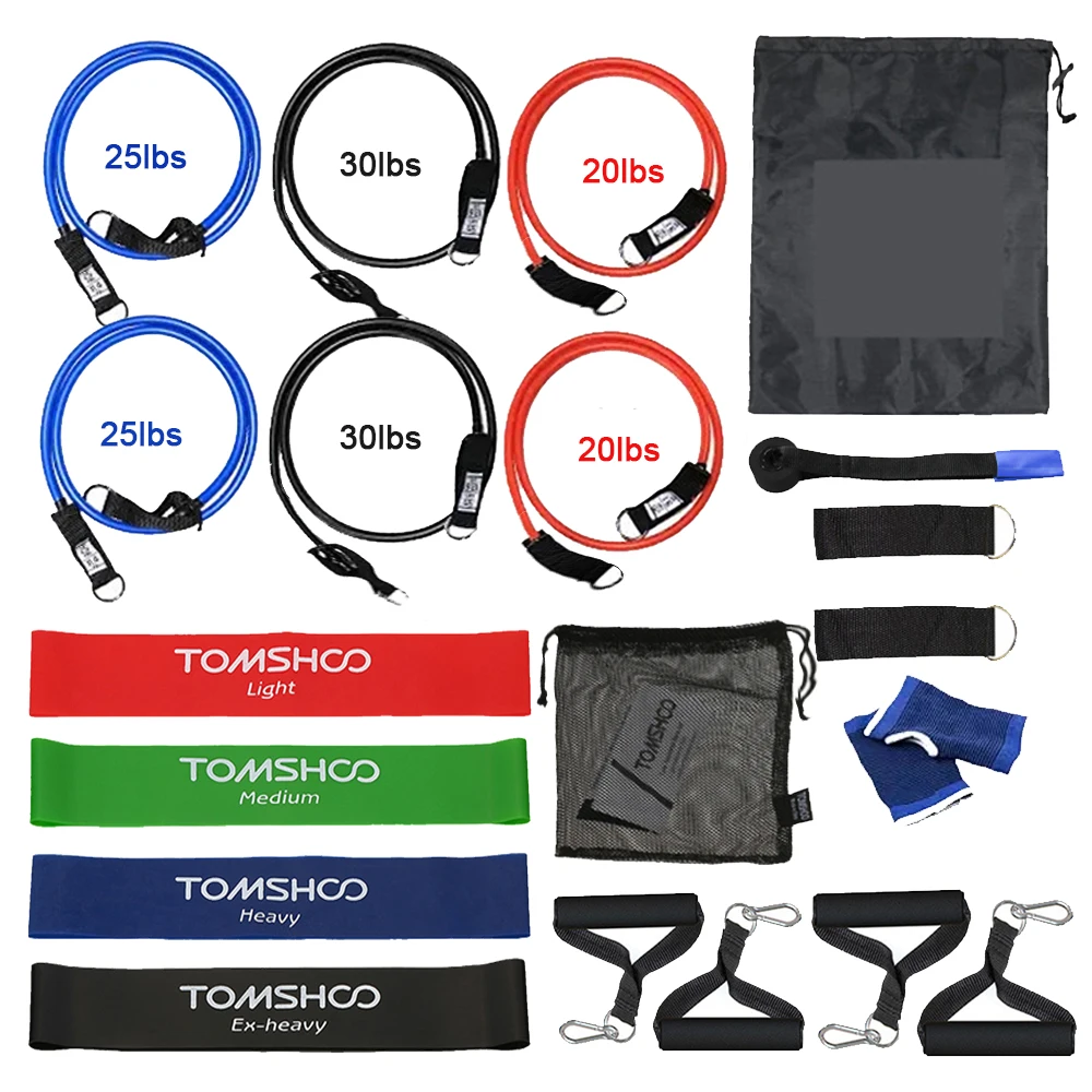 TOMSHOO 20 шт. Резистентные ленты для упражнений латексные петли тренировок в