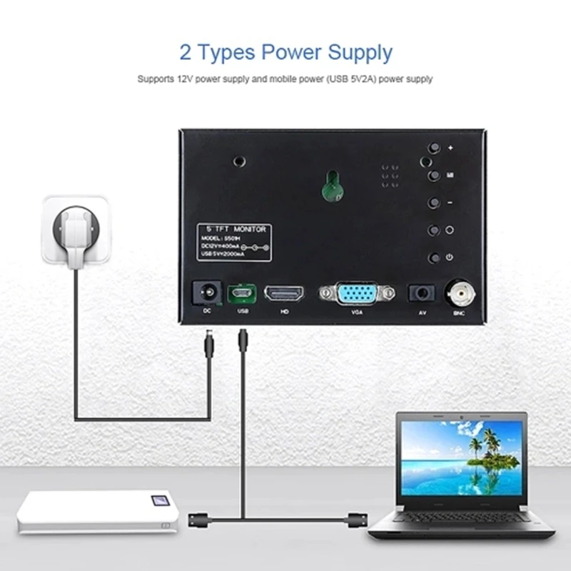 5-дюймовый мини-монитор S501H 5-канальный VGA/BNC/AV/HD/Ypbpr ЖК-экран с перекрестной линией