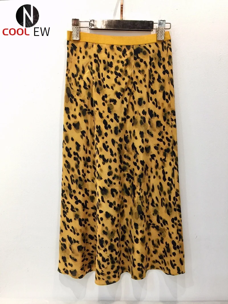 

Elastic Waist Silk 100% Leopard Midi Skirt - Women Animal Printed Skirt
