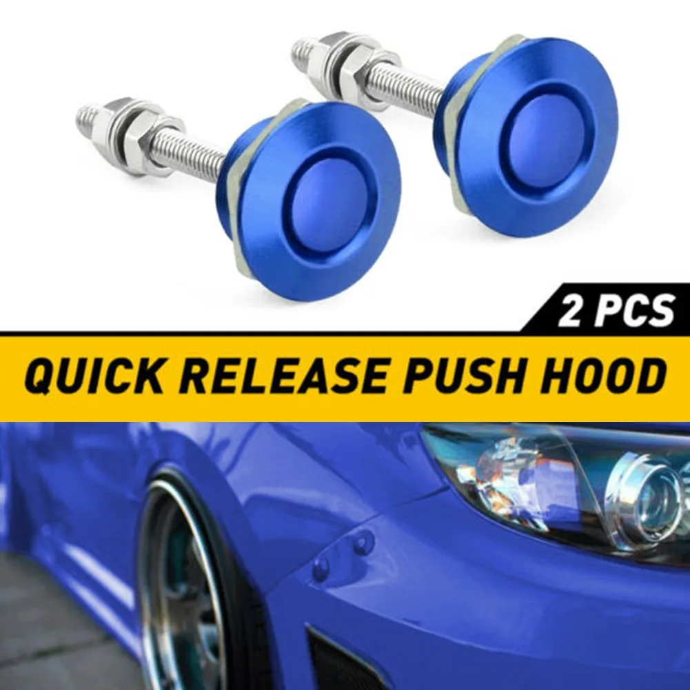 

2Pcs/Set Push Button Aluminum Alloy Quick Release Blue Car Clip Lock Pins
