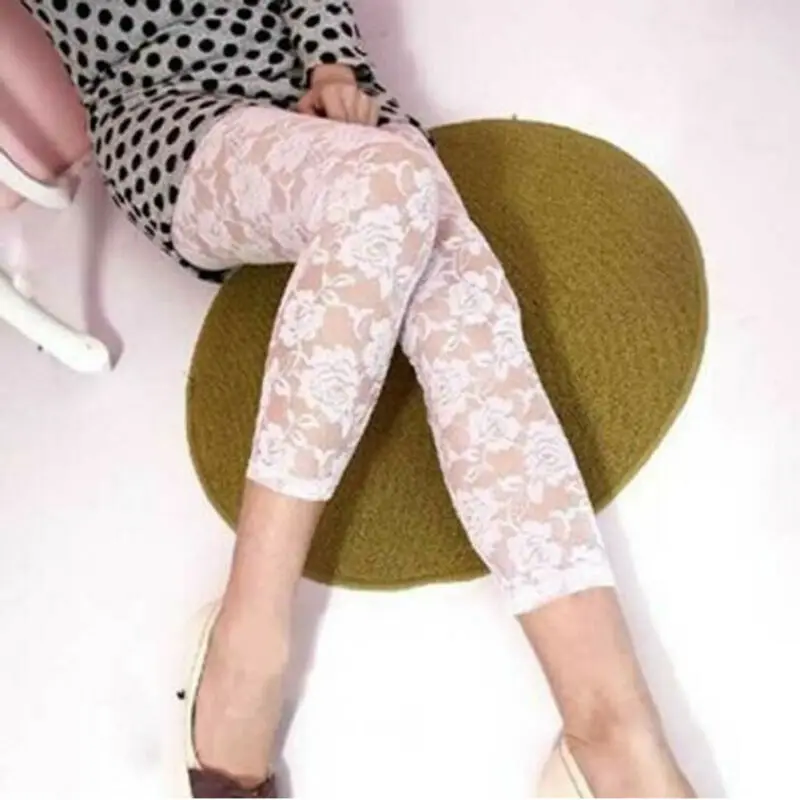 

Women Ladies Full Length Printed Pants Autumn Summer Skinny Stretch Lace Pants