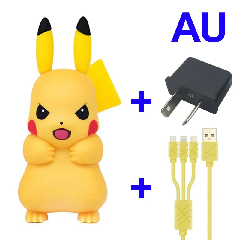 Мультяшное аниме смешное зарядное устройство пикачуэ Европейская USB Зарядка адаптер для iPhone samsung смартфон для LG G6 G5 G4 G3 K10 K8 V10 V20 - Тип штекера: AU with Cable