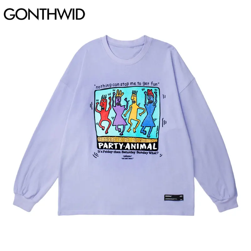 

Футболка GONTHWID мужская с длинным рукавом, хлопковая Повседневная рубашка с принтом в стиле граффити, уличная одежда в стиле хип-хоп, Харадзюк...