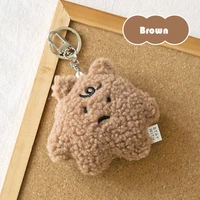 korean style ins frustrated bear plush keychain student bag pendant car key ring girl decoration accessories gift