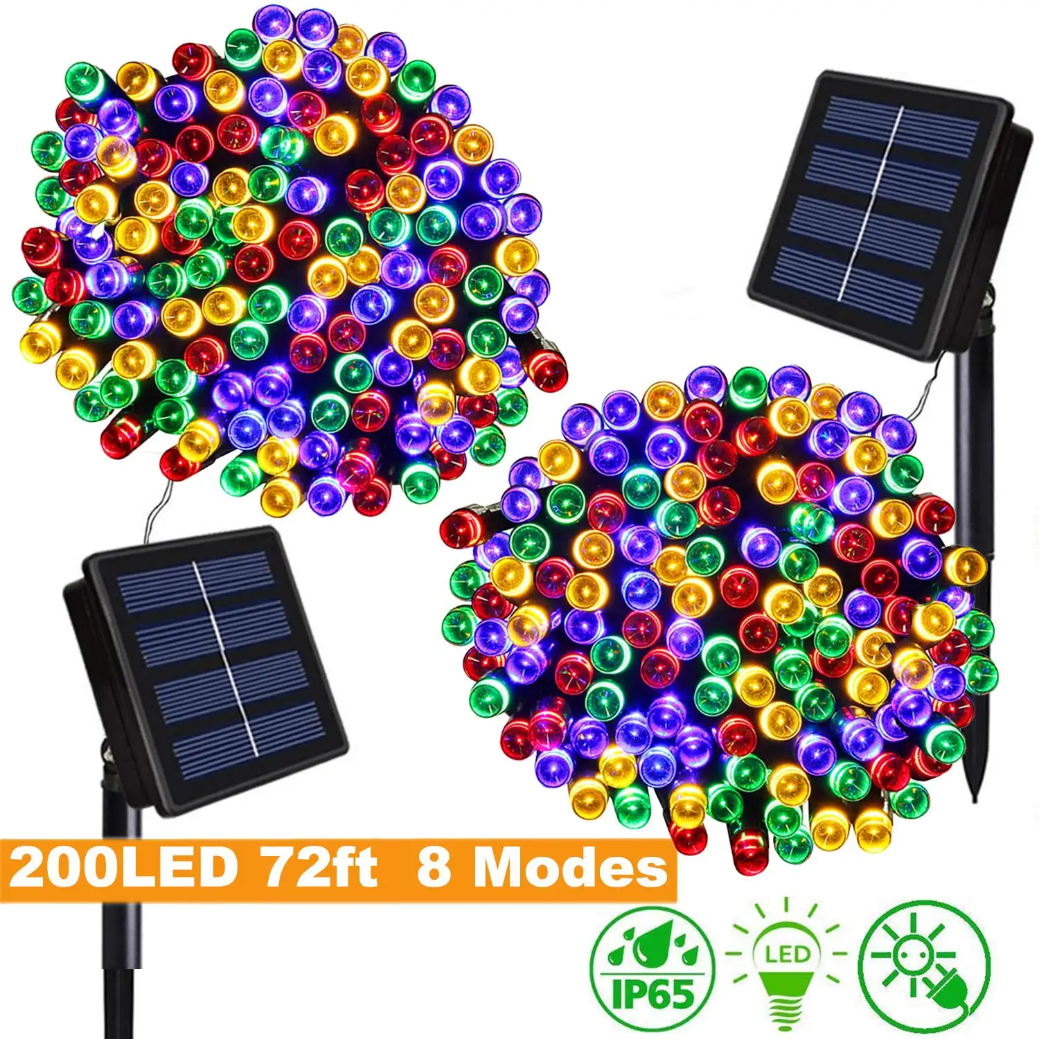 Солнечные гирлянды 72ft 200 LED 8 режимов сказочные водонепроницаемые декоративные