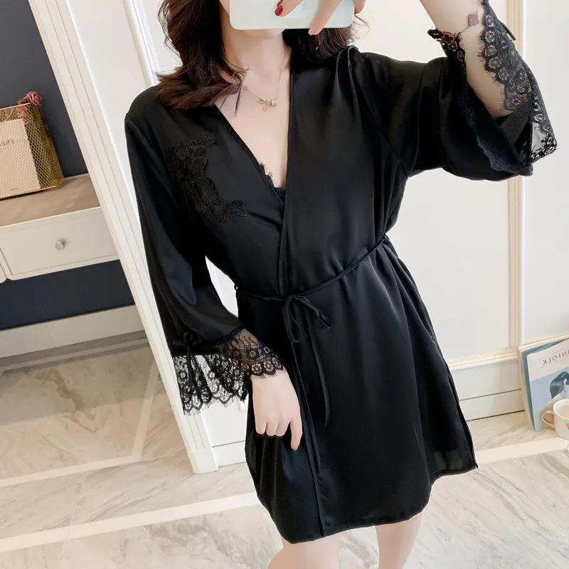 Женский пижамный комплект из 2 предметов весеннее кружевное ночное белье