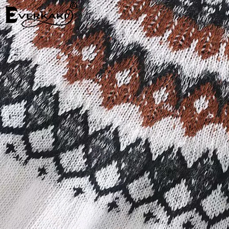 Everkaki вязаные свитера пуловеры женские Boho осень зима цыганские элегантные