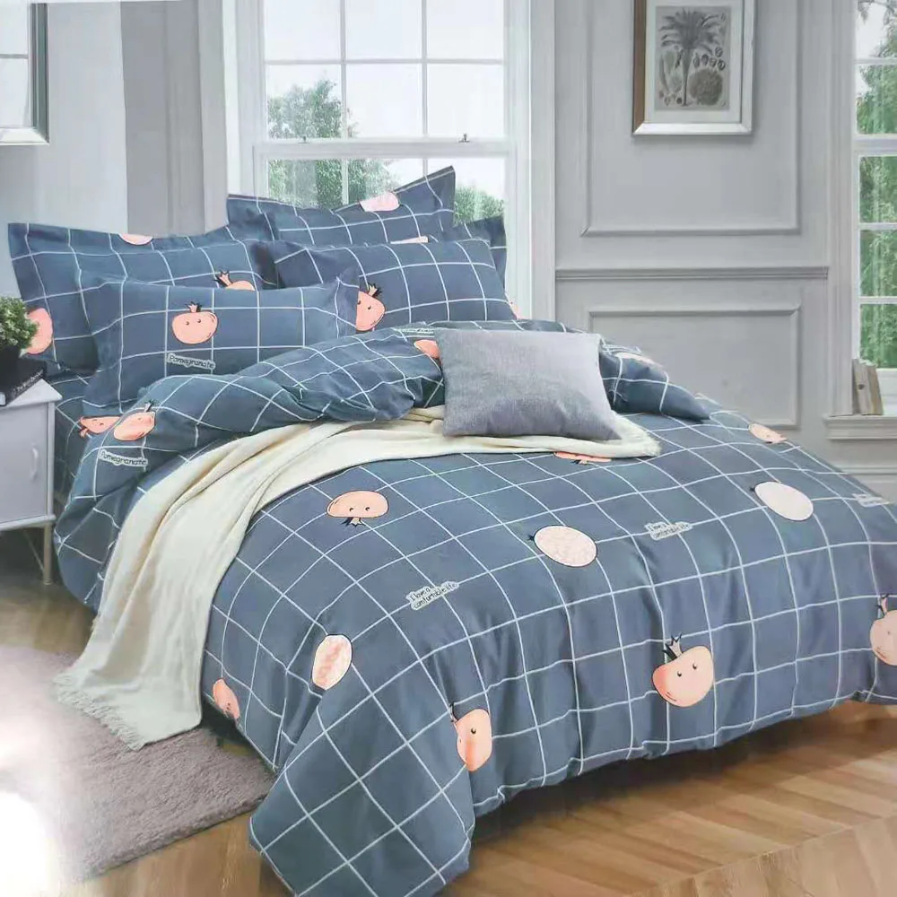 

Fashion Exquisite Plaid Pomegranate Home Textile Soft Duvet Cover Pillow Case Bed Sheet King Queen Twin High Quality Bedding Set