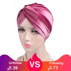 Эластичная Шапка-тюрбан для мусульманских женщин, новый богемный зимний бархатный поворотный тюрбан, шапка Хемо, шапка, шарф, головной убор, головной убор, чехол для выпадения волос