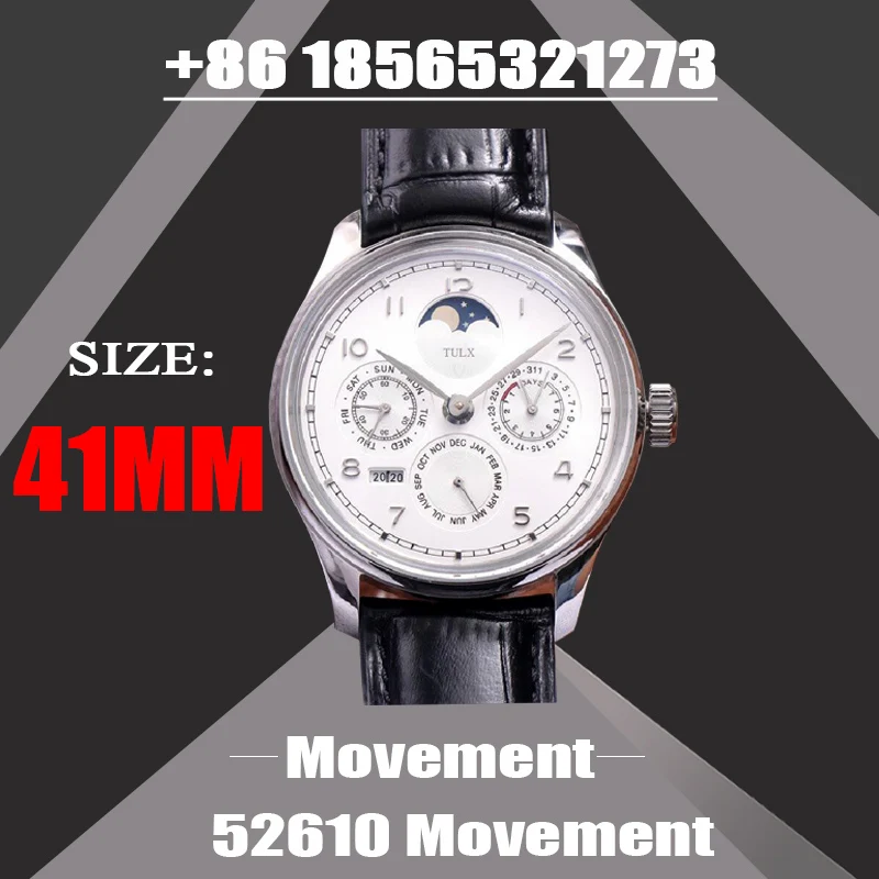 

Replica Men's Watches Master Moon Phase Automatic Mechanical Luxury Watch Leather Strap Hot-sale Top-quality