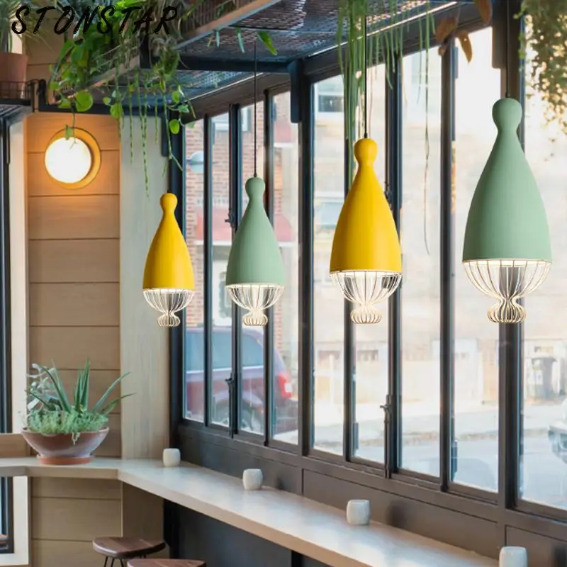 Скандинавские креативные кованые клетки для птиц macaron цветная люстра с одной