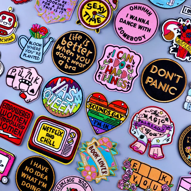 ЛГБТ мультфильм Гей Гордость вышитые нашивки для одежды буквы полоски утюгом