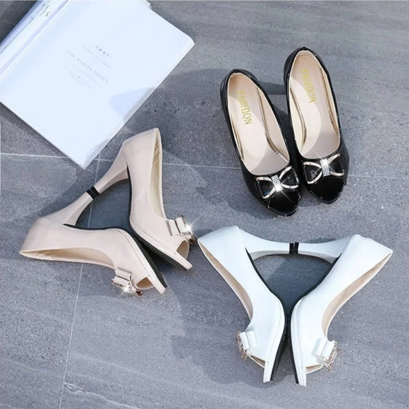 

Akexiya 2021 Female Stiletto High Heel Shoes Woman Pumps Open Toe Fish Mouth Shoes Woman Bowknot Sandals Ladies Summer Shoes