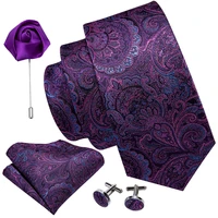 men tie purple floral wedding silk necktie brooch handkerchief cufflink set fashion designer barry wang tie for men groom gift