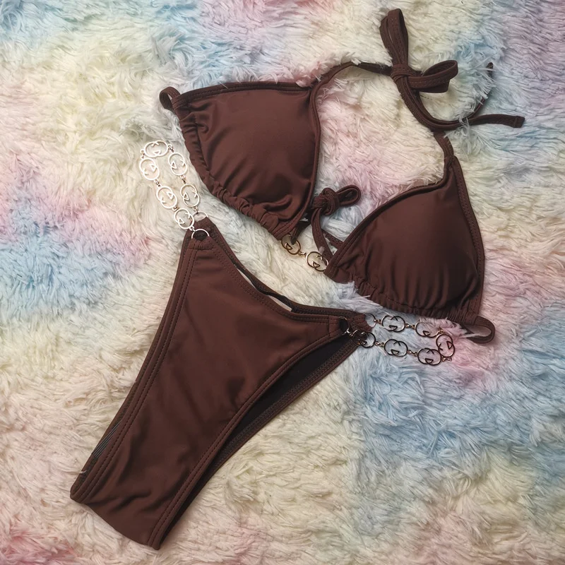 

Sexy Women Bikini Swimsuit Push-up Bra Bikini Set Two Piece Swimwear Low Waist Bathing Suit Summer Halter Swimming Suits