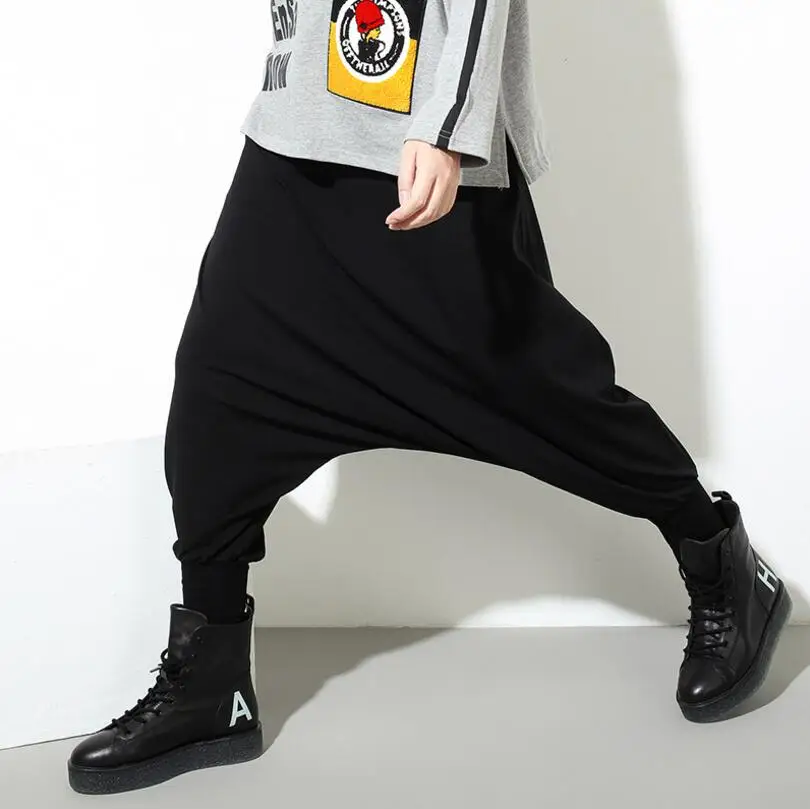 

The United Europe States Spring And Autumn New Solid Color Large Size Low Crotch Harem Pants Elastic Waist Women's Trousers