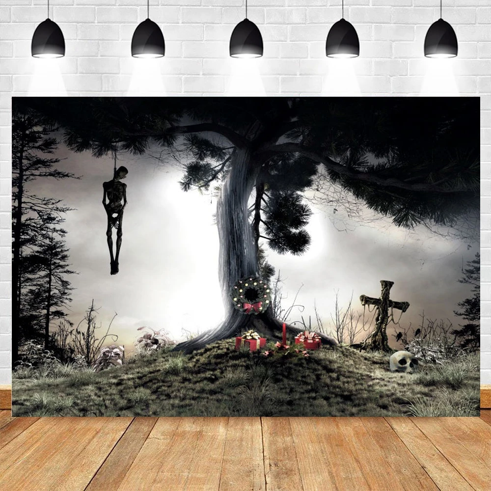 

Фон на Хэллоуин для фотосъемки надгробие кладбище Скелет дерево фон виниловый фотостудия Фотофон фотосессия фотозона
