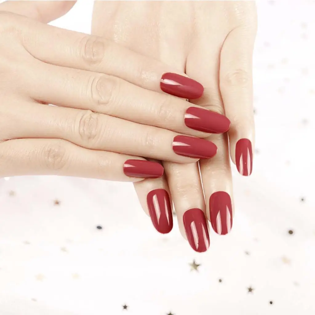 

24X Girls Round Long Fake Nail Tips Full Cover Ballerina Acrylic False Nails