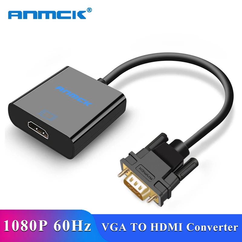 Преобразователь из VGA в HDMI Кабель-адаптер с аудио выходом 1080P Мужской к Женский