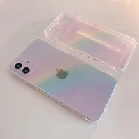 gradient rainbow laser transparent phone case for iphone 12 11 pro max mini x xr xs 7 8 plus se2 side cartoon soft silicon cover