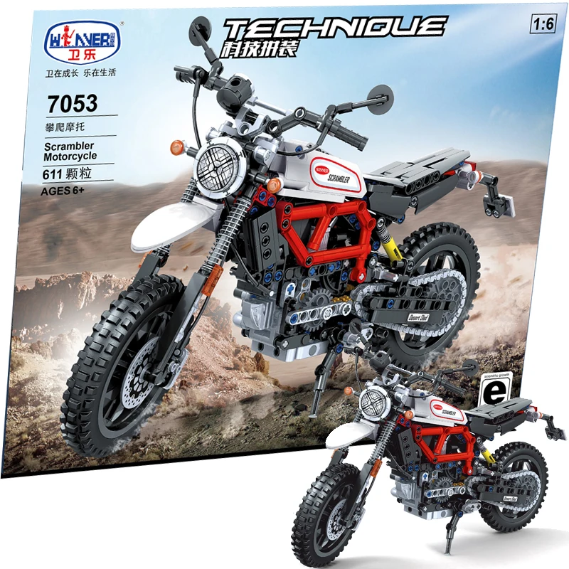 

MOC City Climbing motorcycle 611pcs High-tech Creator DIY Model Building Blocks Bricks educational Toys For Kids birthday Gifts