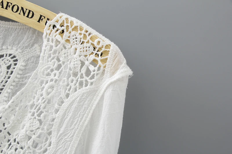 Новая мода 2018 белая блузка кружевная женская рубашка свободная плюс размер