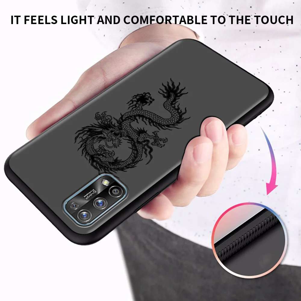 black soft case for realme 6 7 pro c3 5 8 xt gt neo x50 c15 c11 c21 c25 7i luxury shockproof phone cover dragon god pattern capa free global shipping