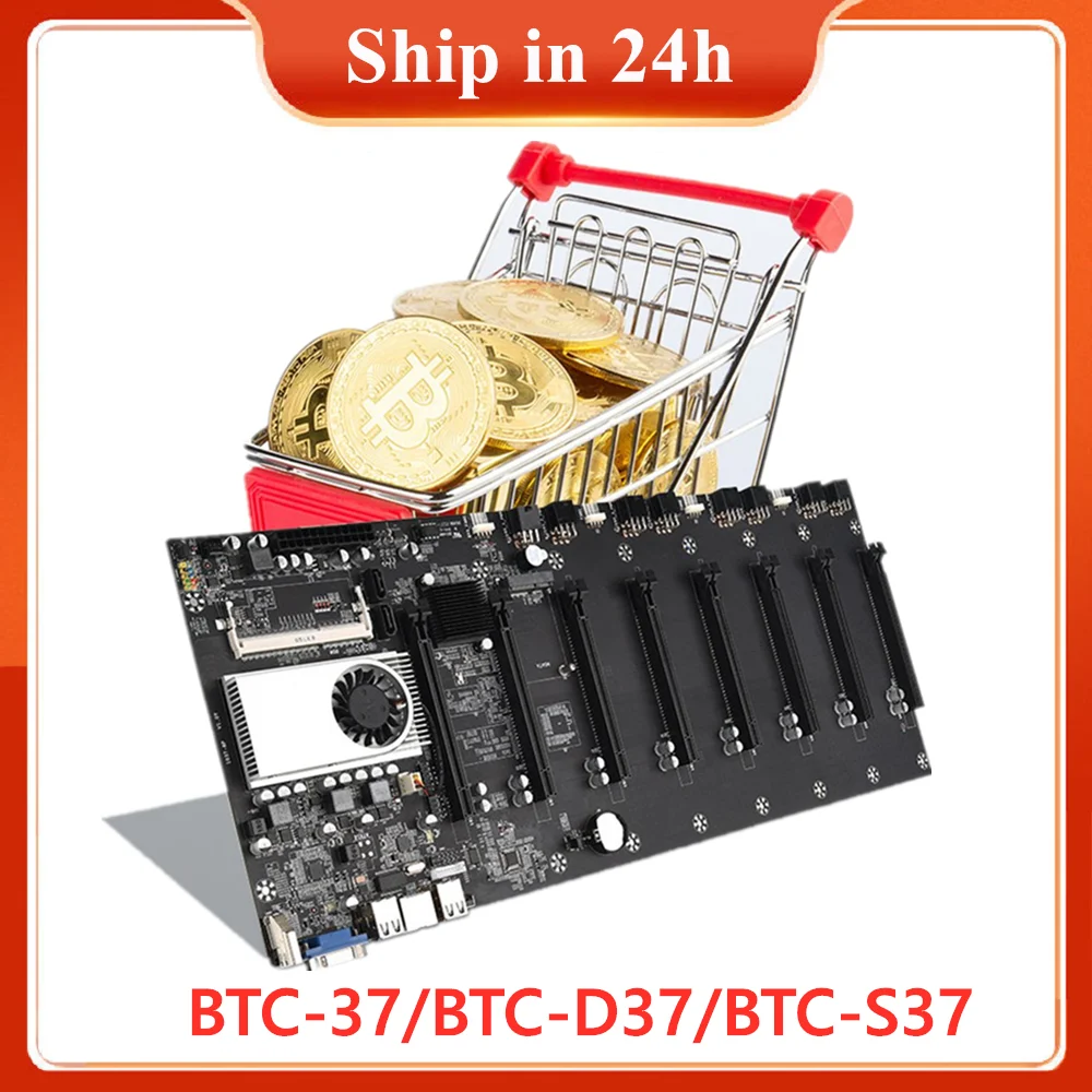 

BTC-37/BTC-D37/BTC-S37 Miner Motherboard CPU Set 8 Video Card Slot DDR3 Memory Integrated VGA Interface Low Power Consumption