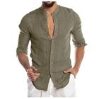 Мужская рубашка из хлопка и льна, повседневная мягкая удобная рубашка с длинными рукавами и пуговицами, весна-осень 2021