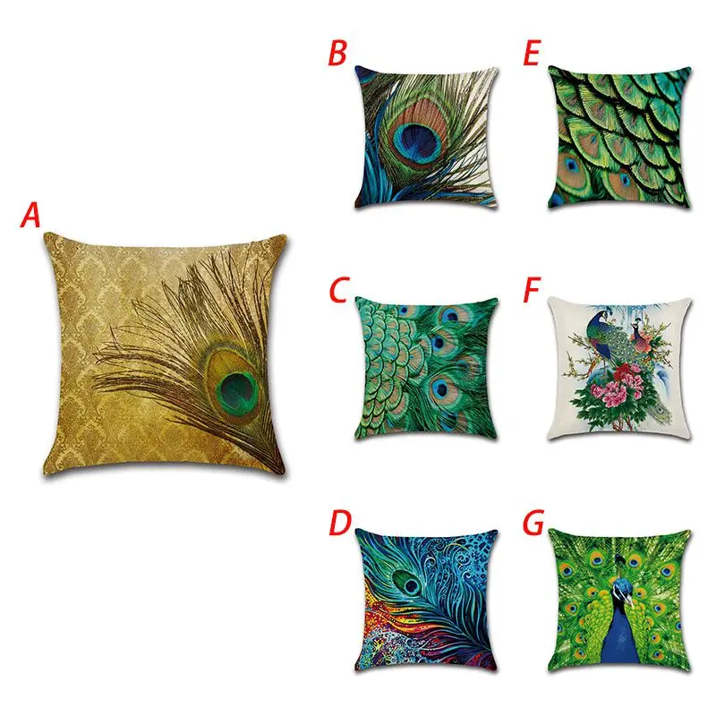 

Beautiful Peacock Feathers Sofa Bed Car Home Decoration Soft Eye-Catching Noble Cushion Cover Gorgeous Animal Theme Pillow Case