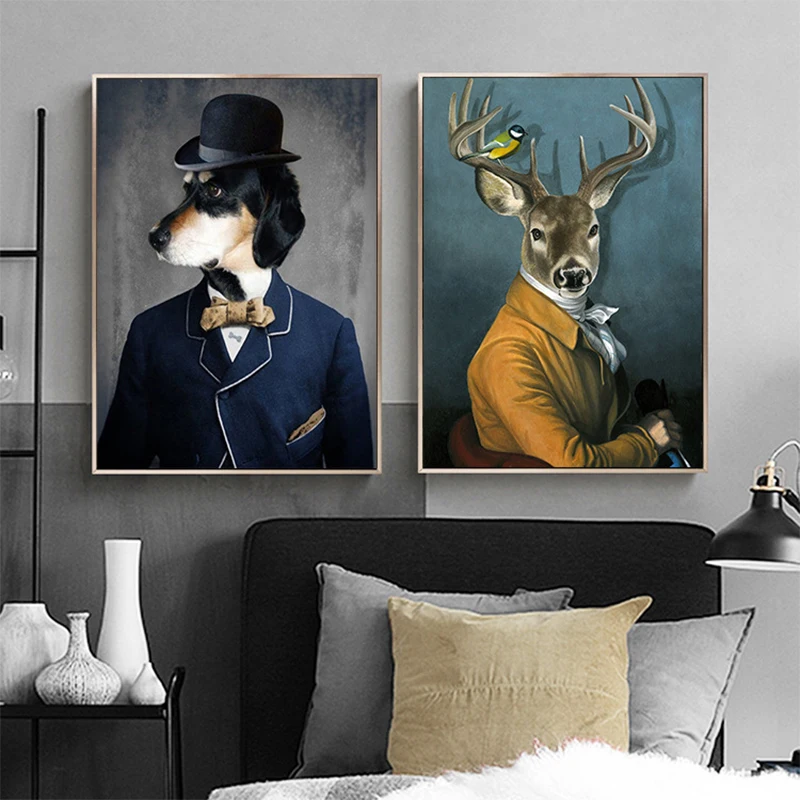 Костюм Джентльмена Животное украшение картина кот собака Лось Спальня Гостиная