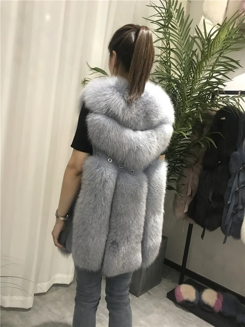 FXFURS жилет из натурального Лисьего меха Длинный жилет из натурального Лисьего меха Зимний жилет с заклепками из натуральной кожи европейские женские куртки