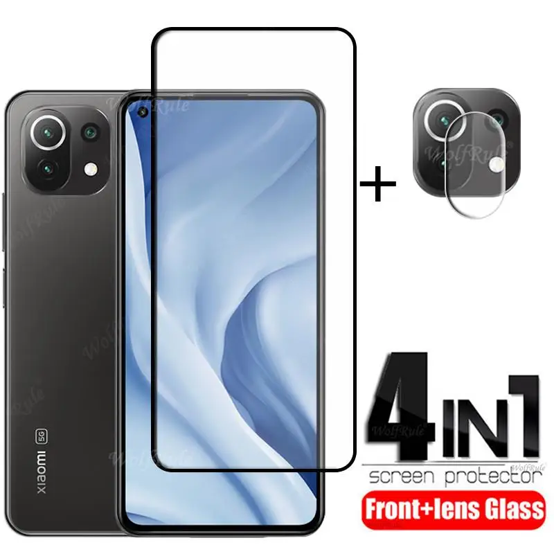 Protector de cristal 4 en 1 para Xiaomi Mi 11 Lite 5G NE, Protector de Pantalla protectora de vidrio para Mi 11 Lite 5G NE, lente de cristal-0