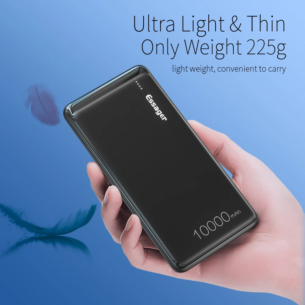 

Essager 10000mAh Power Bank Slim 10000 mAh Powerbank Portable External Battery Charger Dual USB PoverBank For Xiaomi Mi 9 iPhone