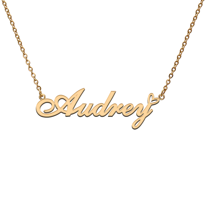 

God with Love Heart Personalized Character Necklace with Name Audrey for Best Friend Jewelry Gift
