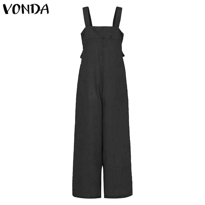VONDA Plus Siz Комбинезоны женские Комбинезоны летние широкие брюки сексуальные без рукавов с кисточками Vinatge Комбинезоны повседневные брюки