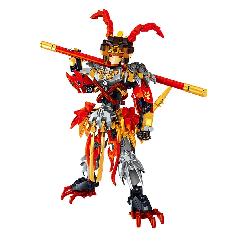 Строительные блоки Sun Wukong Mecha робот обезьяны король супер Золотое оружие фигурки