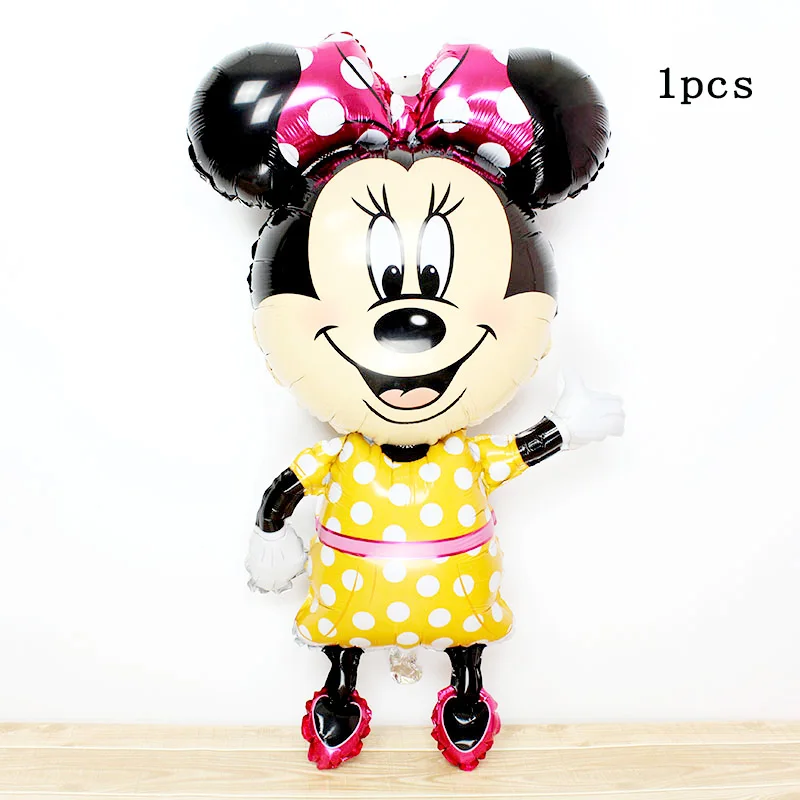 L yellow minnie Минни Микки День рождения в виде торта праздничные шары украшения для взрослых 18 день рождения украшения красные/черные буквы Микки латексные шары - Цвет: L yellow minnie