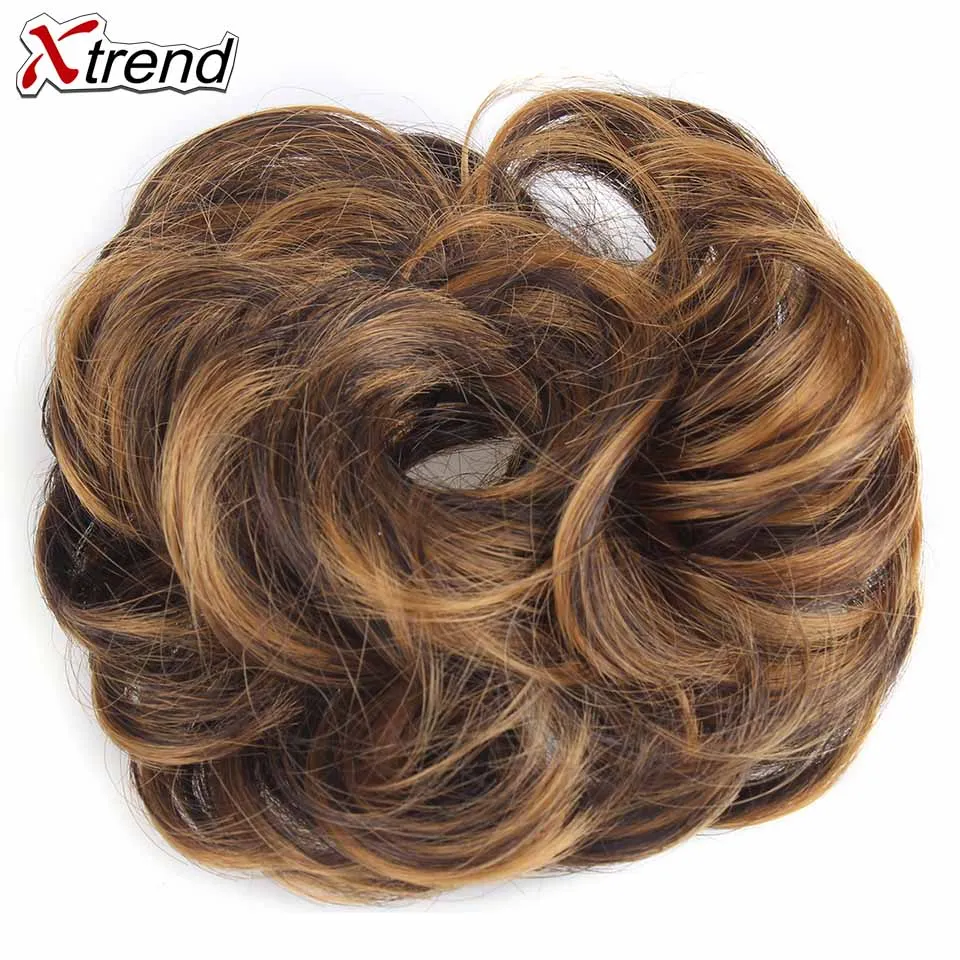 Xtrend синтетические грязные шиньон кудрявые волосы булочка конские хвосты резинки с резинкой заколки для волос в шиньоне для наращивания высокого качества
